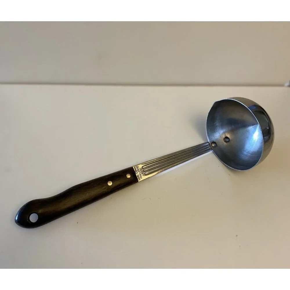 Vintage Veri-Sharp Ladle Stainless Steel 10” Riveted Wood Handle Made In USA